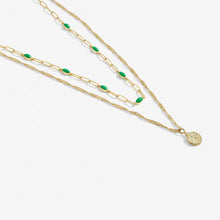 Load image into Gallery viewer, Stacks Of Style Necklace In Green Enamel And Gold-Tone Plating
