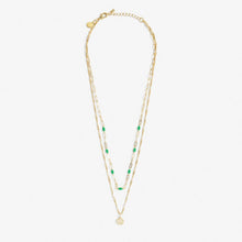 Load image into Gallery viewer, Stacks Of Style Necklace In Green Enamel And Gold-Tone Plating
