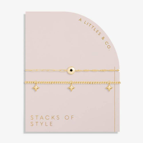 Stacks Of Style Set Of 2 Bracelets In Gold Gem And Gold-Tone Plating