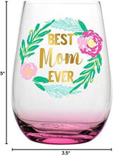 Load image into Gallery viewer, Stemless Wine Glass - Best Mom Ever Pink Floral
