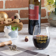 Load image into Gallery viewer, Stemless Wine Glass - Cuddle Cat Sip Wine Repeat
