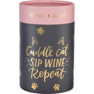Stemless Wine Glass - Cuddle Cat Sip Wine Repeat