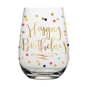 Stemless Wine Glass - Happy Birthday