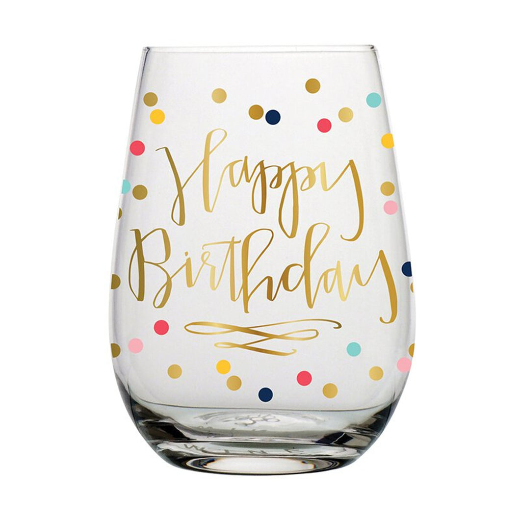 Stemless Wine Glass - Happy Birthday