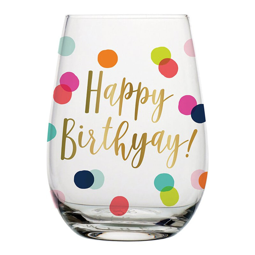 Stemless Wine Glass - Happy Birthyay