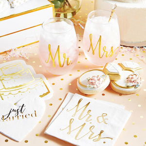 Stemless Wine Glass Set - Mr. and Mrs.