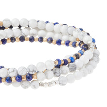 Load image into Gallery viewer, Stone Wrap - Howlite &amp; Lapis - Stone Duo Wrap Bracelet/Necklace and Pin
