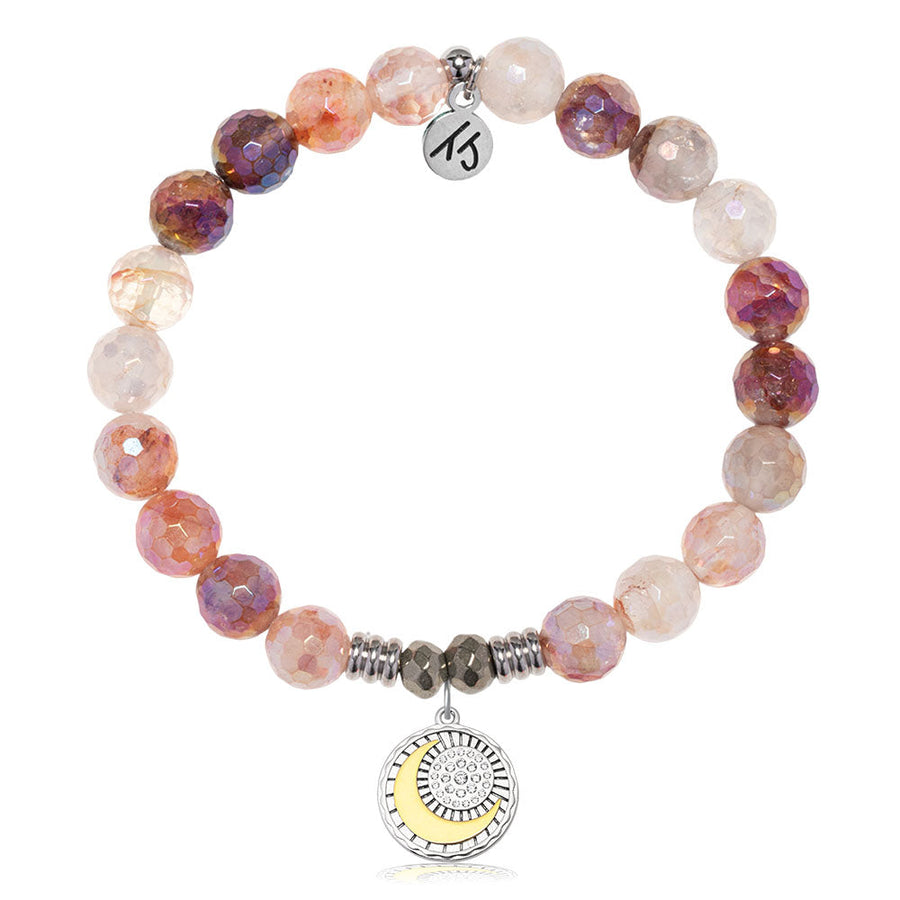 Strawberry Quartz Gemstone Bracelet with Radiant Soul Sterling Silver Charm