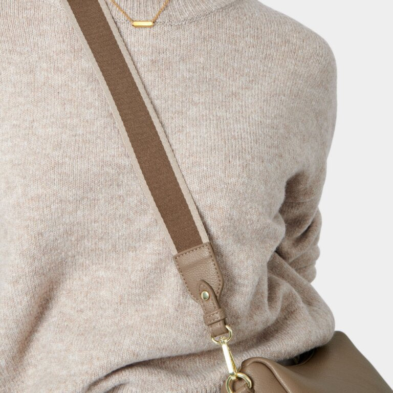 Stripe Canvas Bag Strap - Mocha