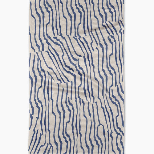 Stripe Funk Grounds Blue Kitchen Tea Towel by Geometry