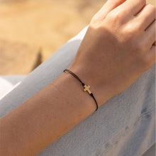 Load image into Gallery viewer, The Cross String Thread Bracelet - Black/Yellow Gold
