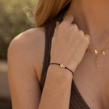 Load image into Gallery viewer, The Cross String Thread Bracelet - Black/Yellow Gold
