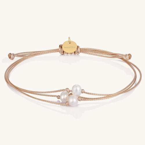 Thread of Grit Grace Gratitude Bracelet - Tan/Pearl