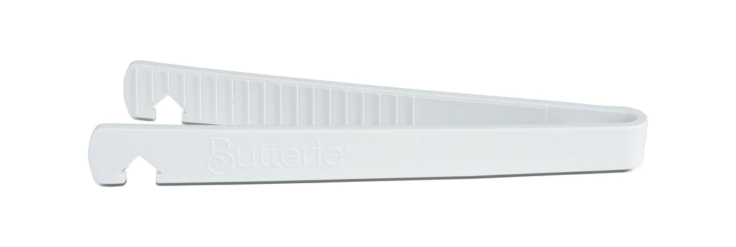 Toaster Tongs with Integrated Oven Rack Pusher/Puller - White