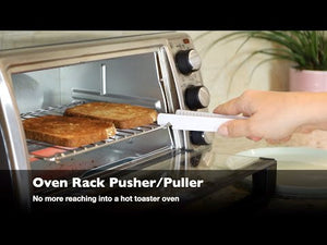 Toaster Tongs with Integrated Oven Rack Pusher/Puller - White
