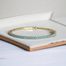 Load image into Gallery viewer, Turquoise/Gold Crystal Bangle
