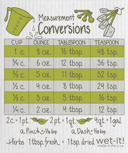 Cooking Measurments - Swedish Dish Cloth