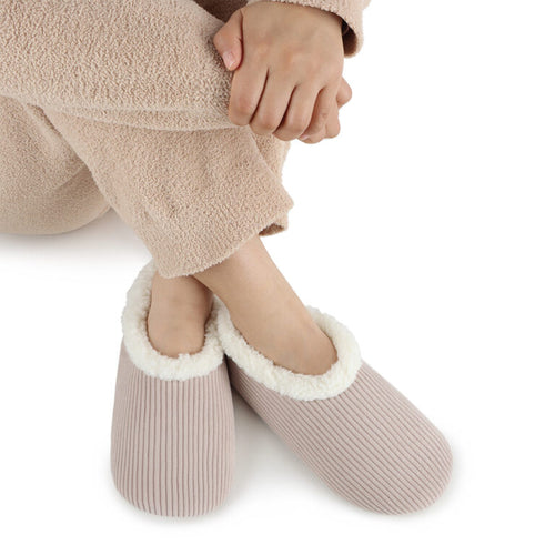 Warm & Cozy Corduroy Snoozies - Foot Coverings with Memory Foam - Smoke Grey