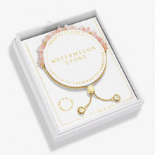 Load image into Gallery viewer, Watermelon Stone Manifestones Adjustable Bracelet In Gold-Tone Plating
