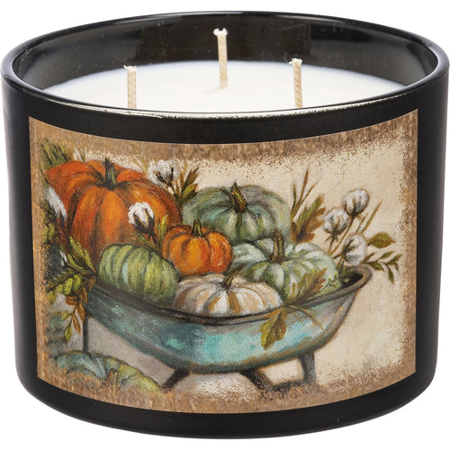 Wheelbarrow Pumpkins Candle Jar Candle - Pumpkin Spice Scent