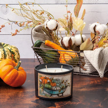 Load image into Gallery viewer, Wheelbarrow Pumpkins Candle Jar Candle - Pumpkin Spice Scent

