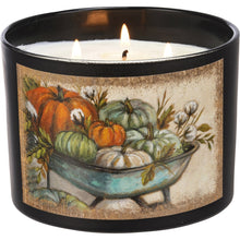 Load image into Gallery viewer, Wheelbarrow Pumpkins Candle Jar Candle - Pumpkin Spice Scent
