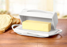 Load image into Gallery viewer, Butter Dish with Attached Flip-Top Lid - White
