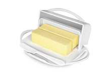 Load image into Gallery viewer, Butter Dish with Attached Flip-Top Lid - White

