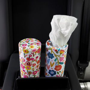 White Floral Tissue Box Set - Car Tissues