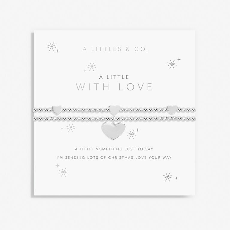'With Love' Silver Bracelet Set of 2 