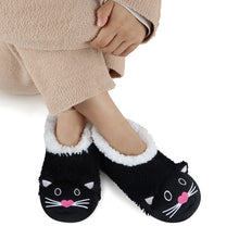 Load image into Gallery viewer, Women's Black Cat Whimsical Critters Snoozies - Foot Coverings
