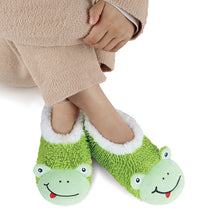 Load image into Gallery viewer, Women's Green Frog Whimsical Critters Snoozies - Foot Coverings
