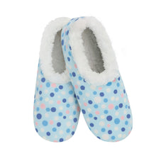 Load image into Gallery viewer, Women's Light Blue Dots Snoozies - Foot Coverings
