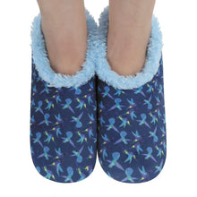 Load image into Gallery viewer, Women's Navy Hummingbirds Snoozies - Foot Coverings
