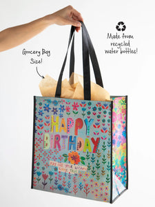 XL Tote - Dusty Blue Happy Birthday Bag