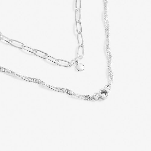 CZ Silver Stacks Of Style Necklace Set