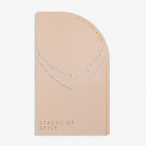 CZ Silver Stacks Of Style Necklace Set