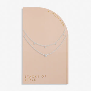 Moon Silver Stacks Of Style Necklace Set