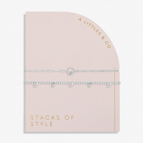 Organic Shape Silver Stacks Of Style Bracelet Set of 2