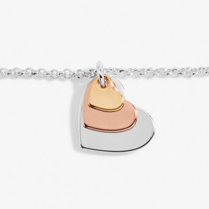 Florence Graduating Hearts Bracelet With Silver, Rose Gold and Yellow Gold Hearts Charms