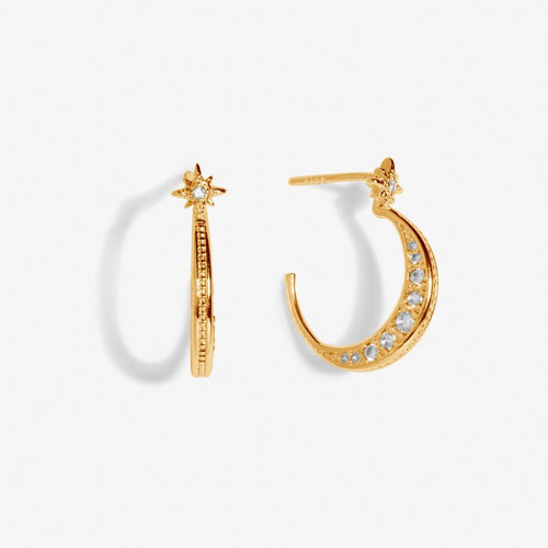 Moon Hoop Earrings - Gold