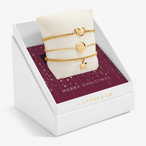 Christmas Celebrate You Gift Box 'Merry Christmas' in Gold - Bracelets
