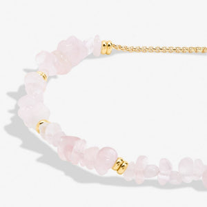 Rose Quartz Manifestones Adjustable Bracelet In Gold-Tone Plating