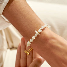 Load image into Gallery viewer, White Jade Manifestones Adjustable Bracelet In Gold-Tone Plating
