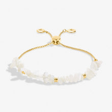 Load image into Gallery viewer, White Jade Manifestones Adjustable Bracelet In Gold-Tone Plating
