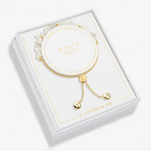 Load image into Gallery viewer, White Jade Manifestones Adjustable Bracelet In Gold-Tone Plating
