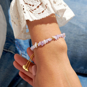 Lilac Crystal Manifestones Adjustable Bracelet In Gold-Tone Plating