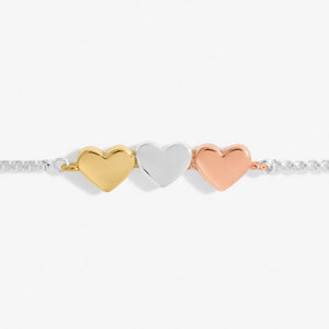 Mini Charms Hearts Bracelet In Silver Plating, Rose Gold-Tone Plating And Gold-Tone Plating