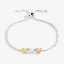 Load image into Gallery viewer, Mini Charms Hearts Bracelet In Silver Plating, Rose Gold-Tone Plating And Gold-Tone Plating
