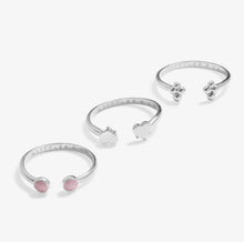 Load image into Gallery viewer, Stacks Of Style Set Of 3 Rings In Pink Enamel And Silver Plating
